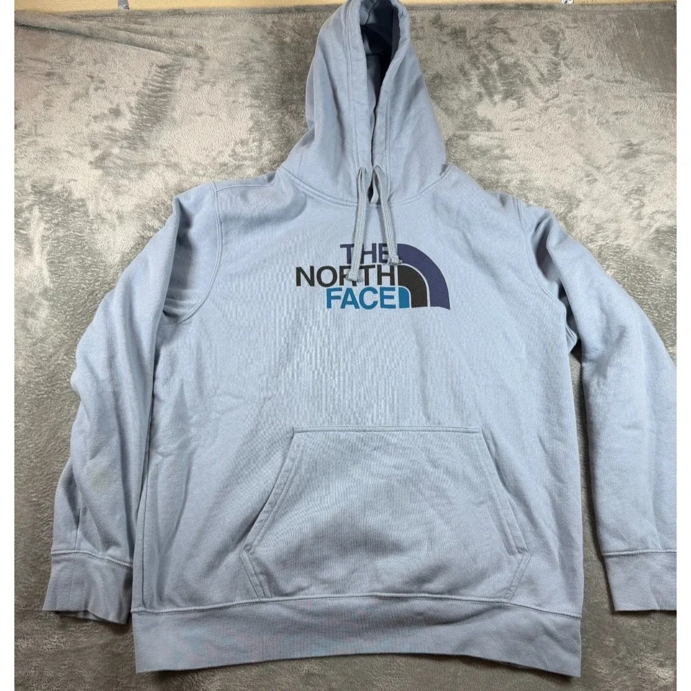 The North Face Pullover Hoodie Mens XL Light Blue Logo Sweatshirt